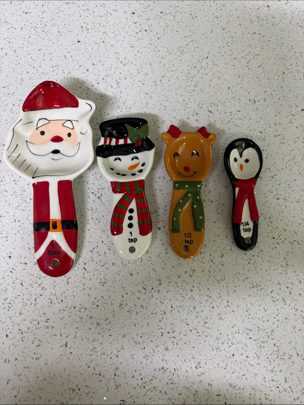 Holiday Character Measuring Spoons Set - Red, White, Black, Green, Brown
